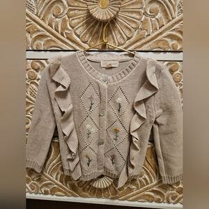Elegant Baby Ruffled Cardigan with Floral Embroidery 9-12monthd